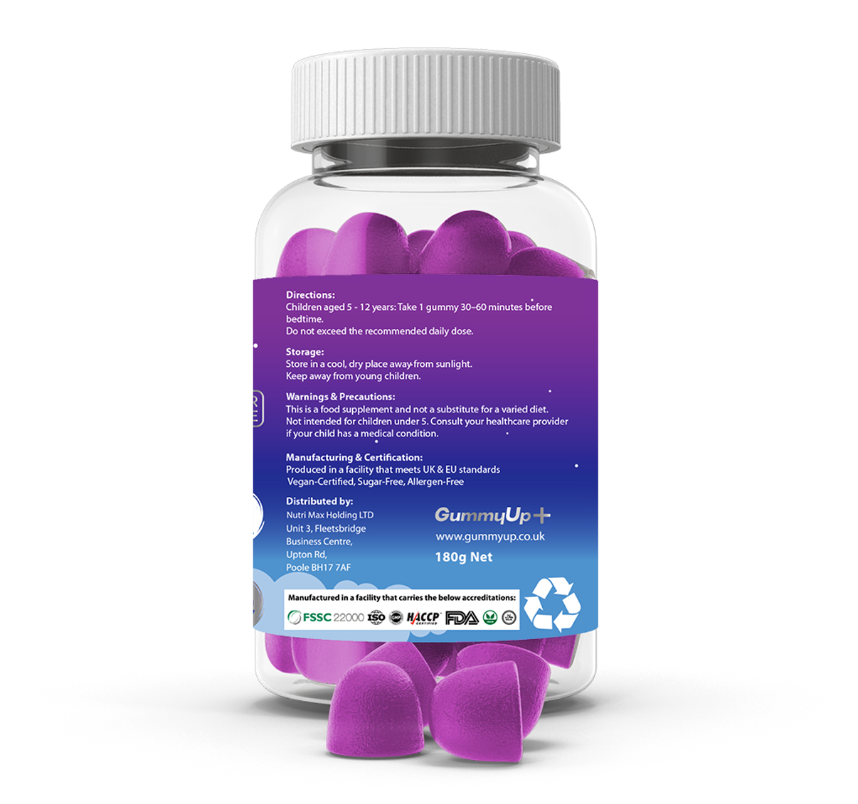 Kids Night Time Gummies Natural Night-time Support (Sugar-Free, Vegan, Age 5–12) 2 Months Supply