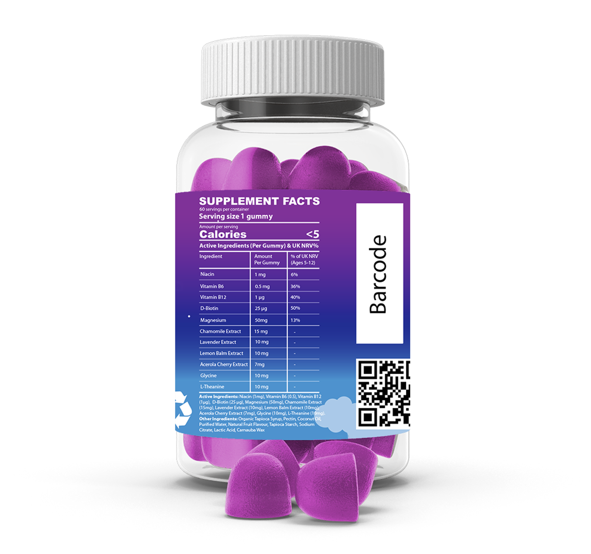 Kids Night Time Gummies Natural Night-time Support (Sugar-Free, Vegan, Age 5–12) 2 Months Supply