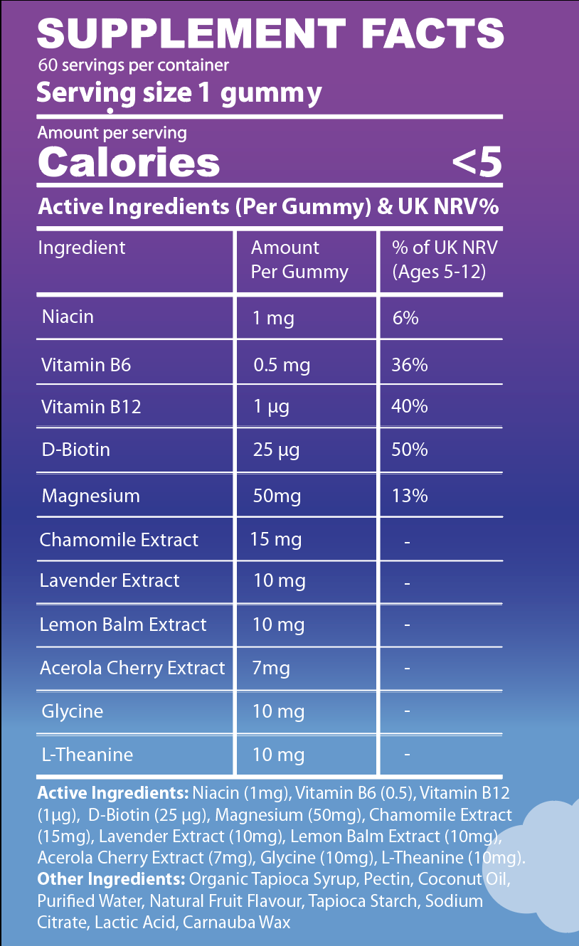 Kids Night Time Gummies Natural Night-time Support (Sugar-Free, Vegan, Age 5–12) 2 Months Supply