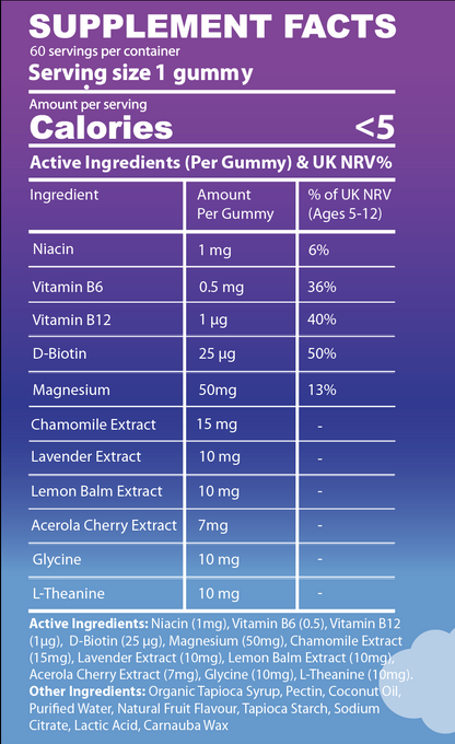 Kids Night Time Gummies Natural Night-time Support (Sugar-Free, Vegan, Age 5–12) 2 Months Supply