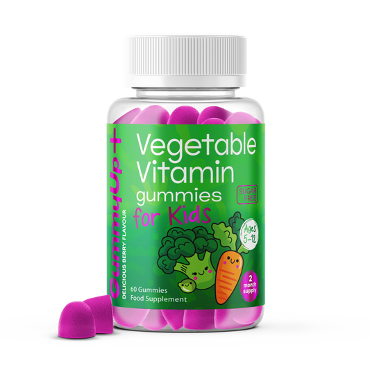 Kids Vegetable Vitamin Gummies (Ages 5–12) Sugar-Free Multivitamin Berry Flavour GummyUp+ 2 Months Supply